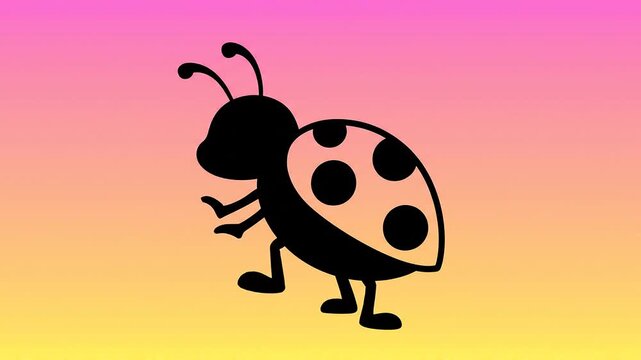 Ladybug crawling on colorful gradient background