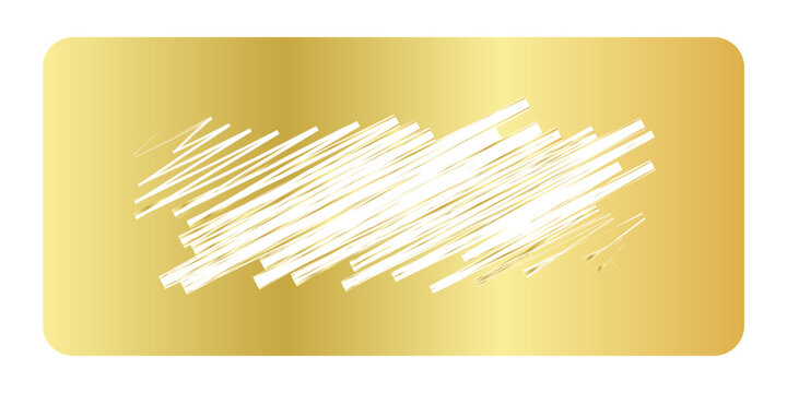 Vector artGolden scratch card surface with scraped texture. Shiny metallic scratchcard, lotto winner, money prize or sale coupon template isolated on white background.