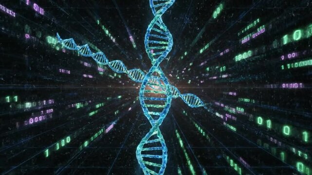 Digital DNA Helix and Binary Code, Science and Technology Background
