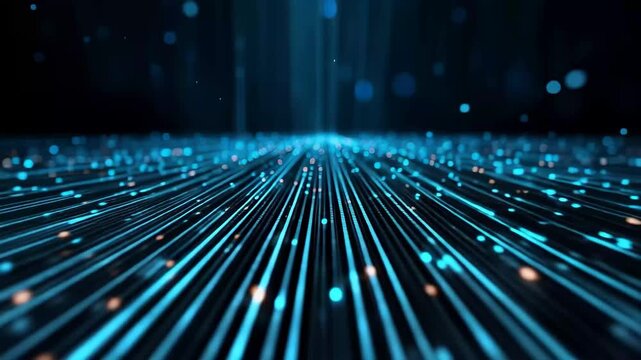 Glowing blue and teal lights dance across a dark canvas, creating a captivating digital wonderland. The mesmerizing patterns extend endlessly, inviting viewers into an artificial realm of beauty.