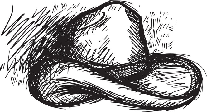 Hand drawn of  Cowboy Hat and scarf . Vector illustration