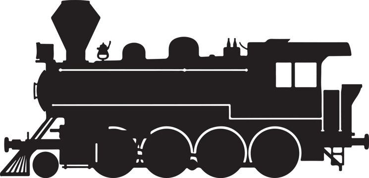Vintage Steam Locomotive Silhouette Icon on White Background