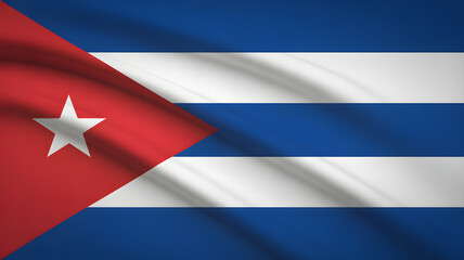 Fototapeta premium Cuba's vibrant national flag waving gently, symbolizing patriotism and cultural pride for use in travel or political contexts