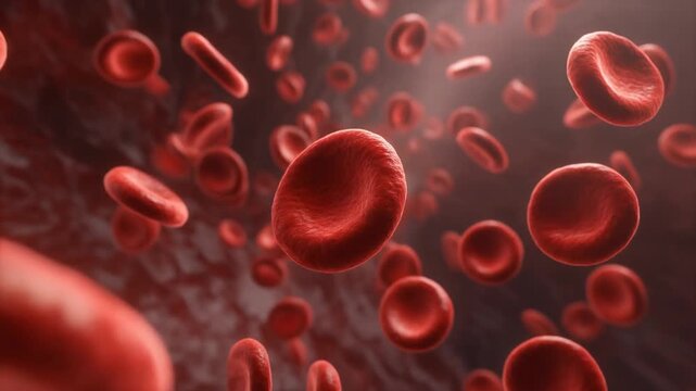 Dynamic Flow of Red Blood Cells in a Human Bloodstream, Microscopic View for Medical and Health Concepts