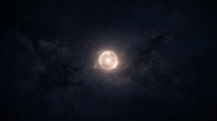 Fototapeta premium Solar eclipse with clouds in sky.