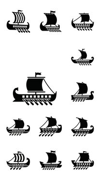 Ancient Greek Ships Collection: Trireme, Quinquereme, and Bireme Designs