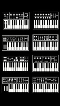 Vintage Synthesizer Keyboards Collection - Retro Electronic Music Instruments