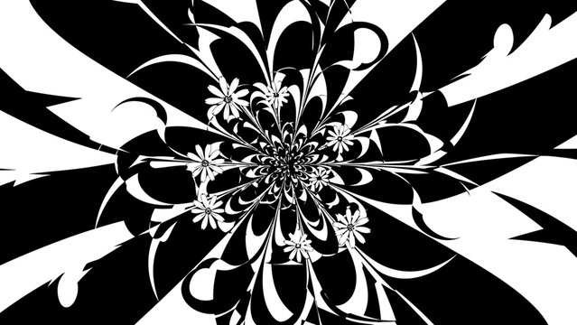 Abstract Black and White Fractal Flower Pattern