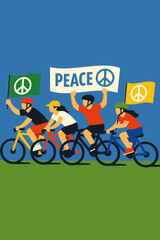 Fototapeta premium Flat Vector of Cyclists Promoting International Day of Sport for Peace
