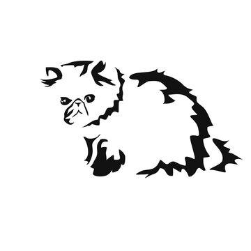 Vector drawing of a dog. Black and white gestalt design of a funny pet. Little doggy. Cute animal illustration. Postcard for International Dog Day. Drawing of an animal in the Gestalt style.