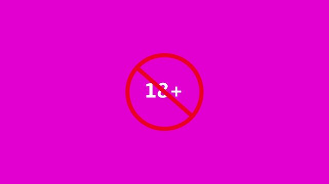 animated Symbol of age restriction 18 suitable for adult content, websites, and products needing age verification in marketing materials.
