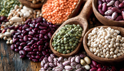 Obraz premium Common legumes that are the basis of plant-focused diets