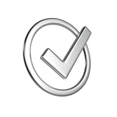 check mark inside circle icon silver 3D render Metallic  © Katlyn Design