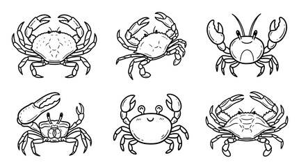 Fototapeta premium crab, Hand-drawn outline doodle sketches vector set collection , white background , PNG and SVG isolate
