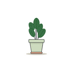 Obraz premium Minimalist Potted Plant Illustration Vector Graphic