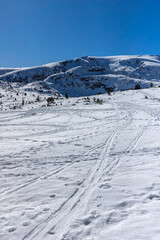 Obraz premium Winter view of Rila Mountain near The Seven Rila Lakes, Bulgaria