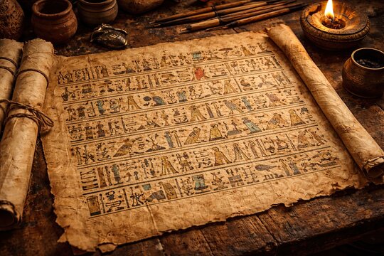 Set of ancient Egyptian papyrus