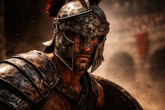 Gladiator secutor with closed helmet