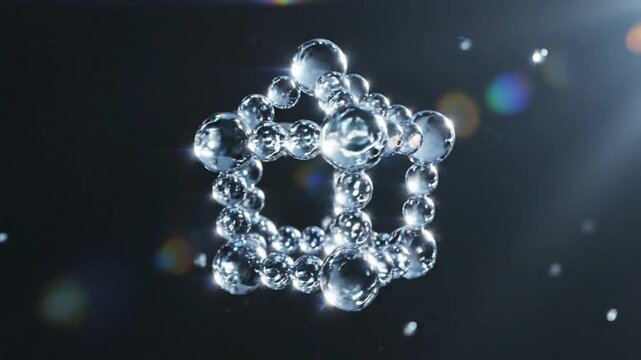 Abstract Geometric Molecule Shape Made of Water Drops, Science, Chemistry, Molecular Structure
