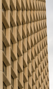 Canada, Alberta, Edmonton.  Abstract detail of concrete office tower in the financial district.