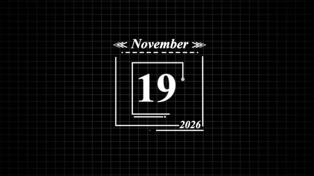November 19, 2026, Calendar Date Display . Highlighting date Very important date on the calendar.