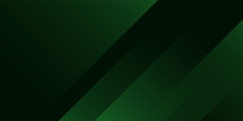Fototapeta premium Green modern abstract wide banner with geometric shapes. Dark green abstract background.