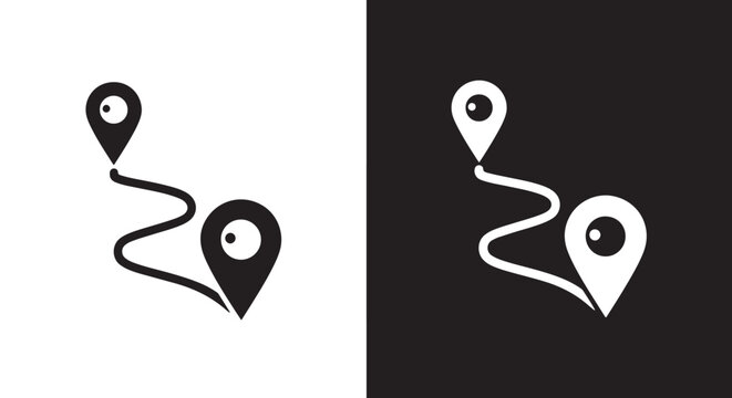 Location Icons: Route & Map Pins - Modern style icon - Glyph icon set - Glyph solid icon - Editable modern style icon