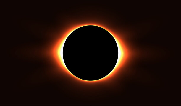 Solar Eclipse With Glowing Corona Over Darkened Sun and Moon Alignment