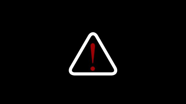 Warning Sign Triangle with Exclamation Mark on Black Background caution alert