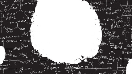 Black background with white handwritten scientific formulas diagrams and molecular structures © Towhidul