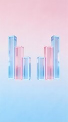 Obraz premium Abstract geometric columns in pastel colors against a gradient sky background