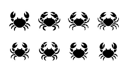 Obraz premium collection of crab, 6 filled black minimal icon vector set , white background , PNG and SVG isolate