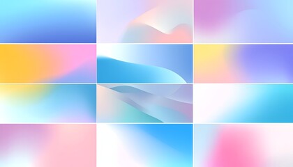 Fototapeta premium Twelve rectangular gradients in soft pastel colors, blurred transitions