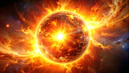 Obraz premium Vibrant Solar Flare in Space.