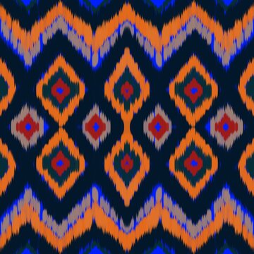 Elegant plum and charcoal seamless Ikat pattern with diamond motifs. A modern ethnic design with blurred edges, perfect for luxury textiles, fashion prints, and stylish wallpaper backgrounds.