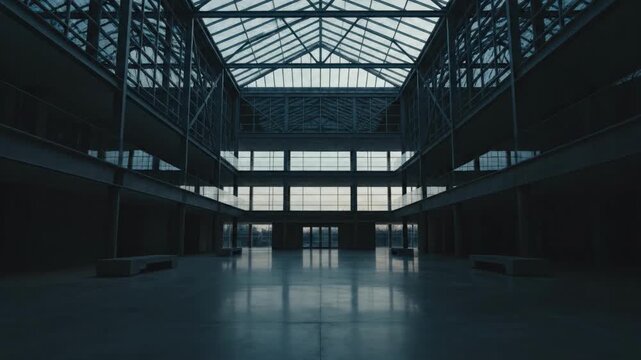 A serene and spacious modern atrium creates a sense of openness and possibility, perfect for corporate websites, architectural visualizations, or conv
