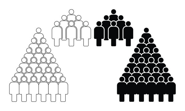 Pyramid Hierarchy Stick Figure Silhouettes Outline Solid Triangle Formations