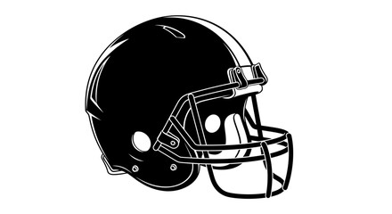 Fototapeta premium Black American Football Helmet Isolated on White Background, Sports Equipment Icon