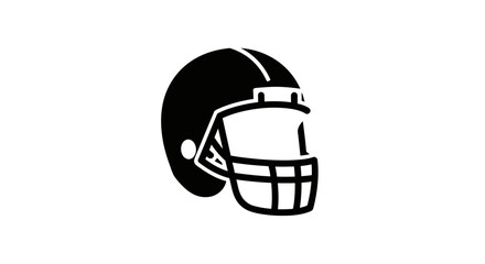 Black American Football Helmet Icon, Sport Equipment, Vector Graphic
