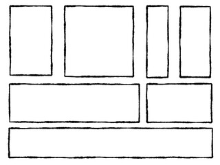 Hand Drawn Speech Bubble Set &ndash; Brush Style Comic and Manga Balloon Collection / 筆タッチのフキダシセット2 / 黒色 / 四角 / 漫画素材