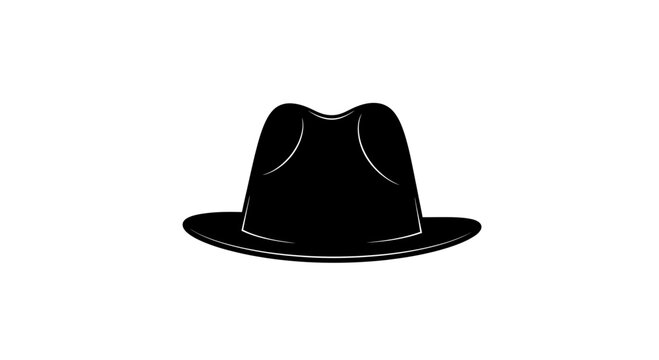 Black Fedora Hat Silhouette Icon, Classic Style Headwear, Vintage Fashion Accessory