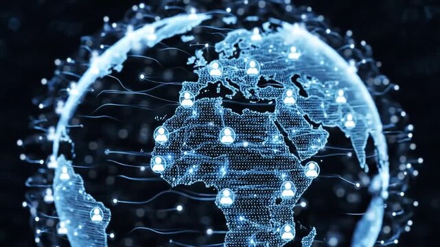 Global Network Connections Digital Earth Futuristic Technology Concept.