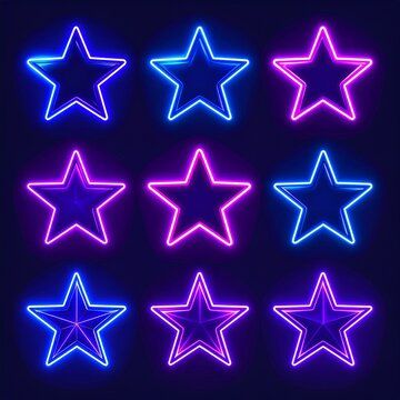 neon star shapes in blue and pink.