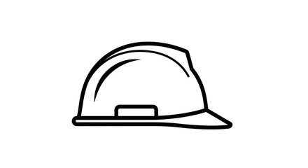 Fototapeta premium Black and White Hard Hat Icon, Safety Helmet Symbol, Construction Protection Gear
