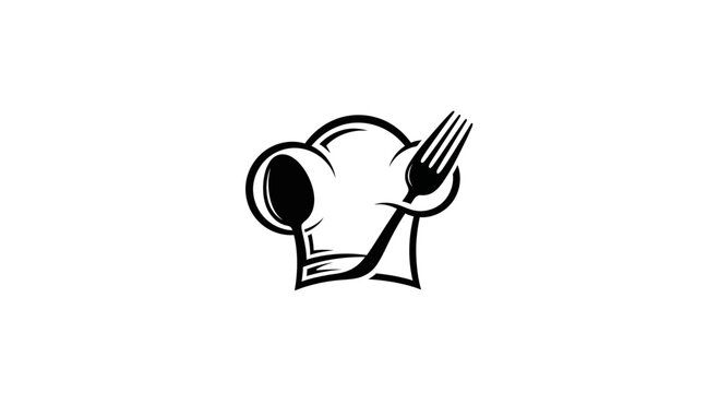 Chef Hat and Fork Logo Icon, Culinary Symbol, Restaurant Emblem, Food Service Emblem, Cooking Icon
