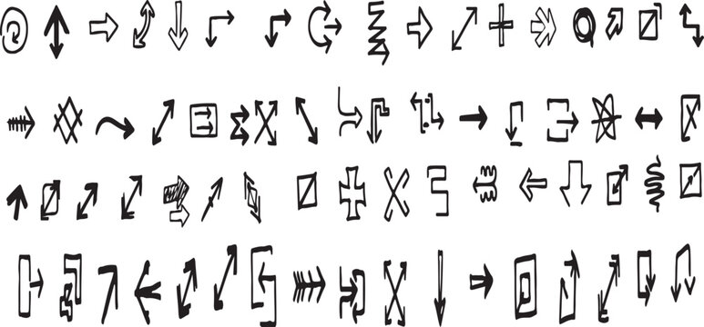 Ancient mystical symbols and markings on a white background