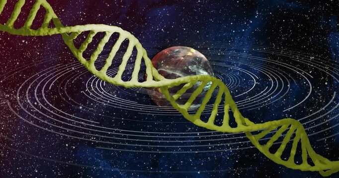 Vertical video: Driving helix sliding and cycling hues as frames roll over planet rings, nebula