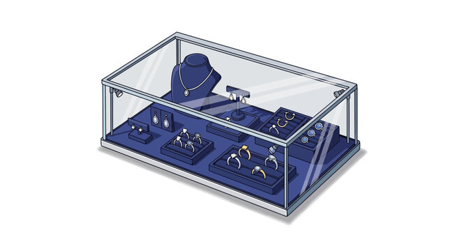 Elegant Jewelry Display Case with Assorted Precious Ornaments.