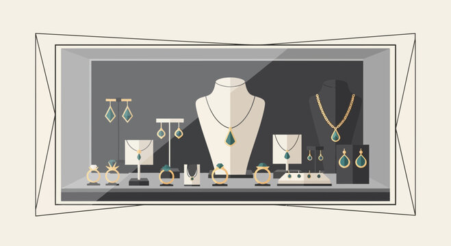 Elegant Jewelry Display Showcase Featuring Necklaces and Earrings 1.