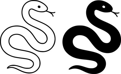 Obraz premium Snake illustration icon, outline and silhouette, for animal or reptile design